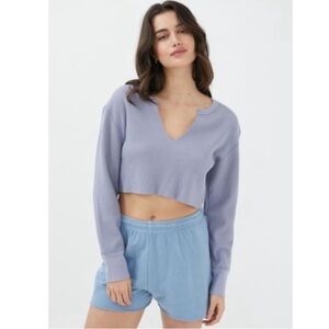 BDG (Urban Outfitters) Cozy Thermal Crop Top Lavender Size Small